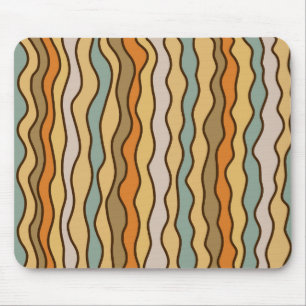 Hippie Trippy Groovy Vertical Stripe 70s Pattern Mouse Pad