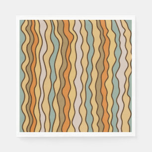 Hippie Trippy Groovy Vertical Stripe 70s Pattern Napkin