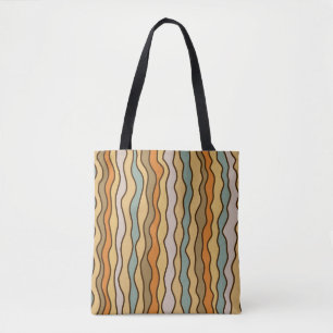 Hippie Trippy Groovy Vertical Stripe 70s Pattern Tote Bag