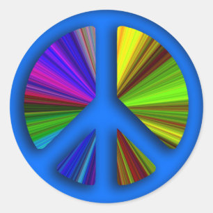 Hippie Trippy Peace Sign Classic Round Sticker