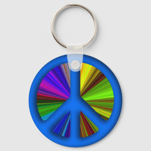 Hippie Trippy Peace Sign Key Ring