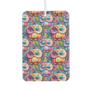 Hippie Trippy Psychedelic Colourful Owl Car Air Freshener
