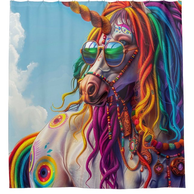 Hippie Unicorn Shower Curtain (Front)