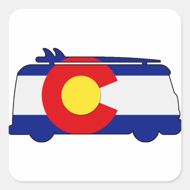 Hippie Van - Colorado Square Sticker (Front)