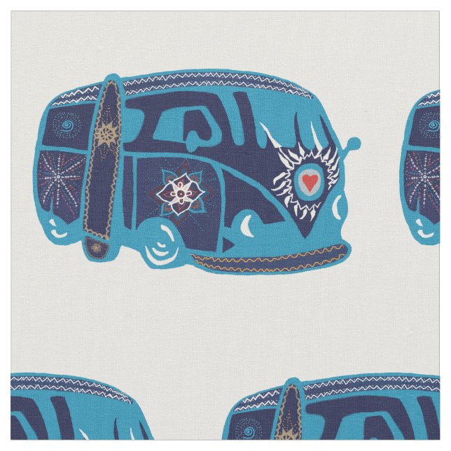 Hippie Van Custom Combed Cotton (56" width) Fabric (Close Up)