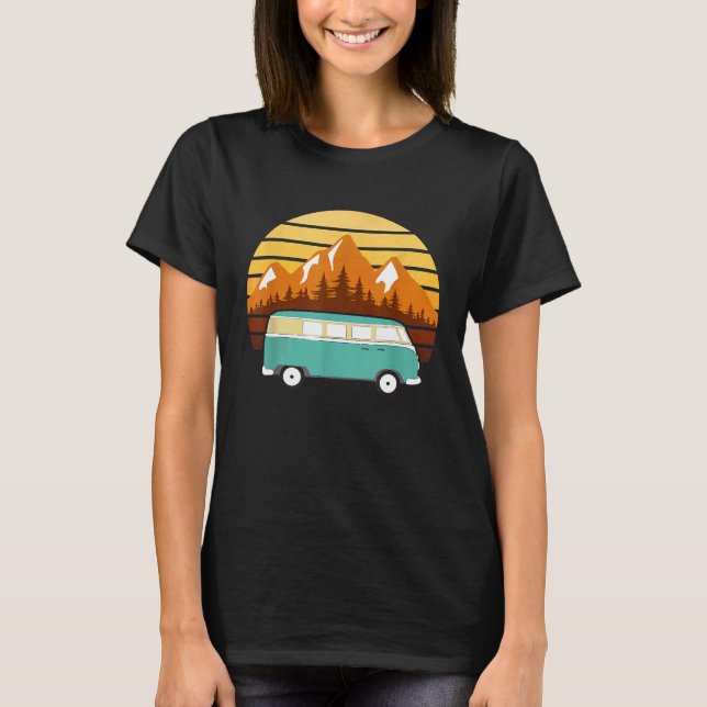 Hippie Van Eighties Retro Vandweller Road Trip T-Shirt (Front)
