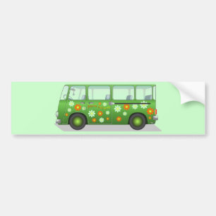 Hippie van image bumper sticker
