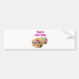 hippie van retro how i roll bumper sticker