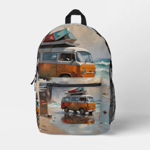 Hippie Van Seascape Traveller Mood Art Printed Backpack
