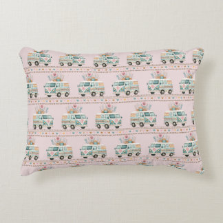 Hippie van with flowers decorative cushion