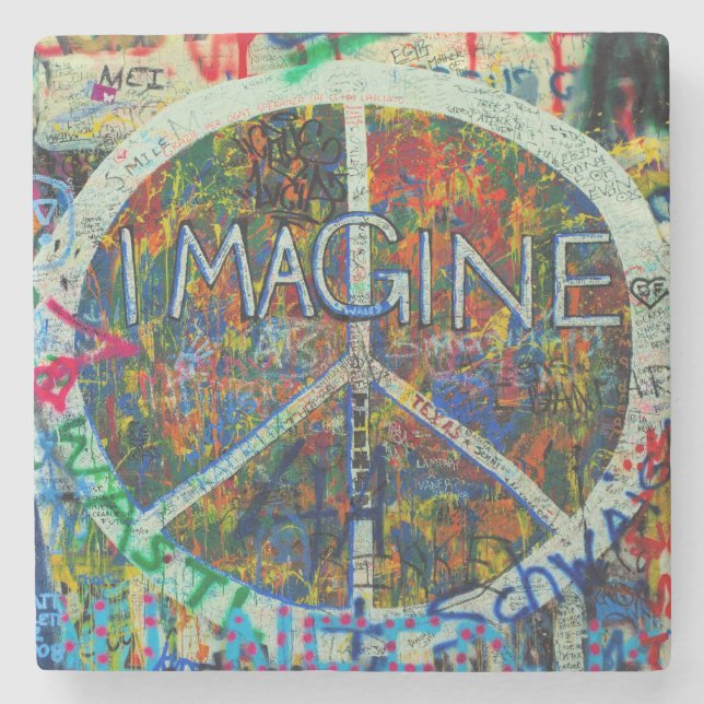 Hippie Wall Art Stone Coaster (Front)