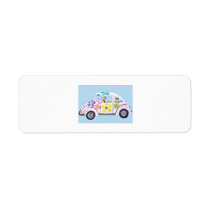 Hippie Welsh Corgis in their Flower Child Love Car Return Address Label