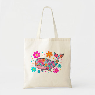 Hippie Whale & Daisies Tote Bag