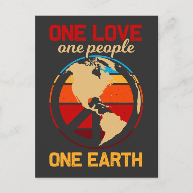 Hippie World Love People Earth Peace Postcard (Front)