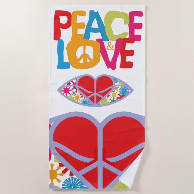 HIPPIE WORLD SUMMER 2021 PEACE AND LOVE BEACH TOWEL (Front)