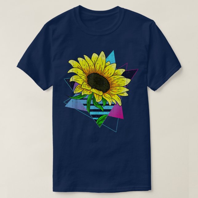 Hippie Yellow Flower Lover 80s Vaporwave Esthetic T-Shirt (Design Front)