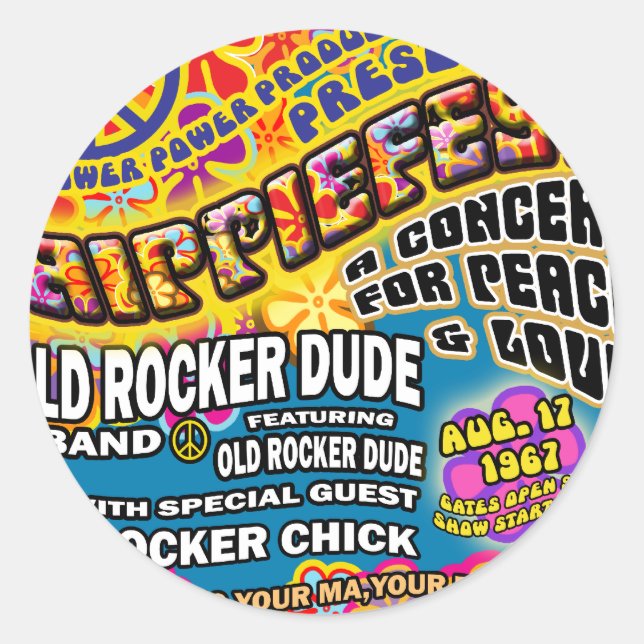Hippiefest Concert Poster Classic Round Sticker (Front)