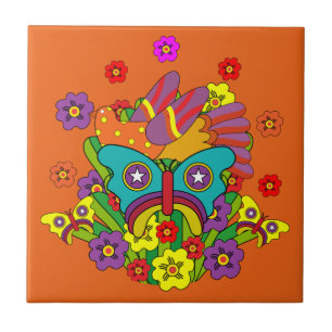 Hippies - Hippy Flower Power - Cute Hippies - 1970 Ceramic Tile