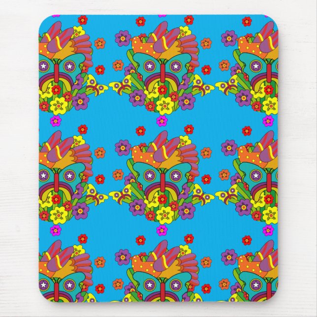 Hippies - Hippy Flower Power - Cute Hippies - 1970 Mouse Pad (Front)