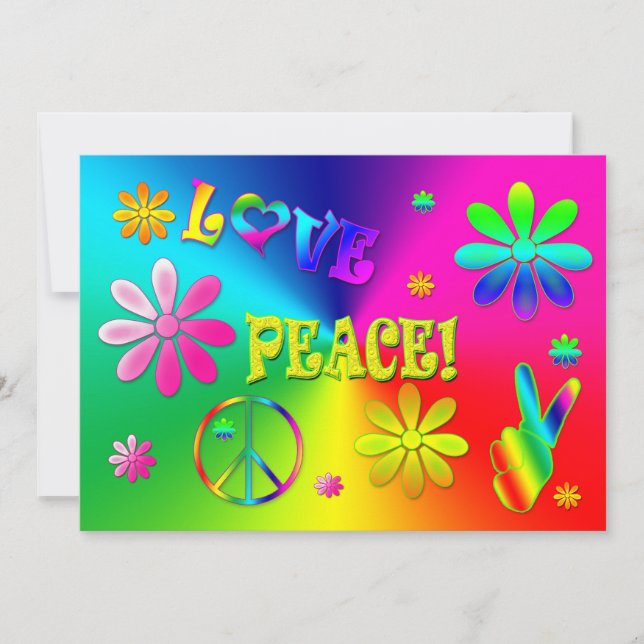HIPPIE'S PARTY INVITATION - 60'S - Vivid Colours (Front)
