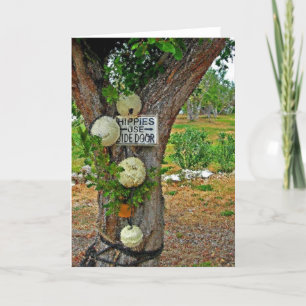 hippies use side door greeting card