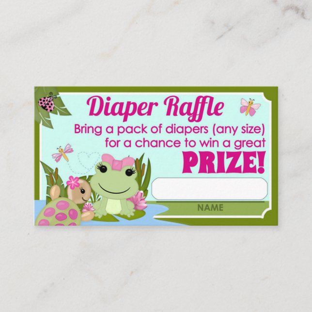 Hippity Frog GIRL Diaper Raffle Tickets Enclosure Card (Front)