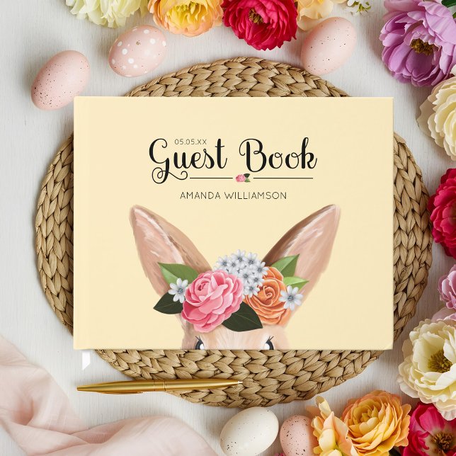 Hippity Hop Easter Floral Bunny Rabbit Baby Shower Guest Book (Hippity Hop Easter Floral Bunny Rabbit Baby Shower Guest Book)