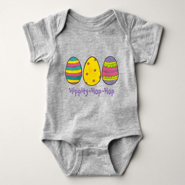 Hippity-Hop-Hop Pink Easter Bunny Egg Hunt Eggs Baby Bodysuit (Front)