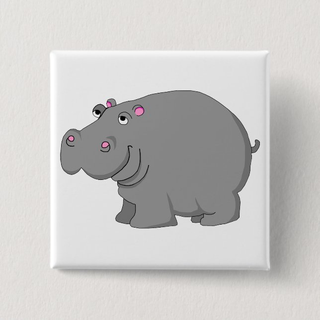 hippo 15 cm square badge (Front)