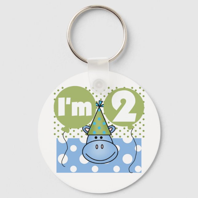 Hippo 2nd Birthday Tshirts and Gifts Key Ring (Front)