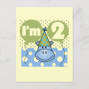 Hippo 2nd Birthday Tshirts and Gifts Postcard
