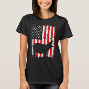 Hippo 4th Of July Patriotic American Usa Flag T-Shirt