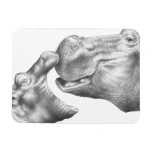 Hippo and Baby Premium Magnet