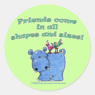 Hippo and Bird Friends Classic Round Sticker