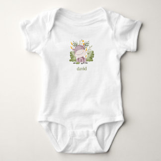 Hippo and Foliage Boy’s Personalised Baby Bodysuit
