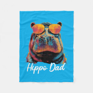 Hippo Animal Lovers Men Women Vintage Fathers Day Fleece Blanket