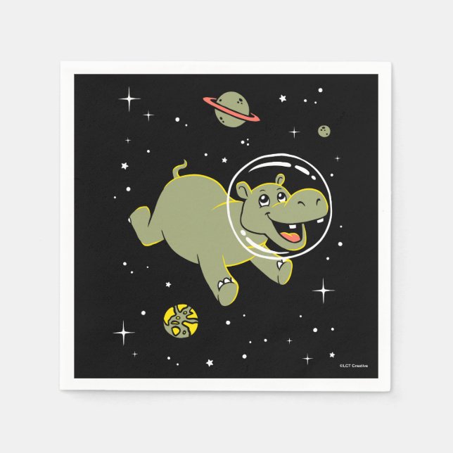 Hippo Animals In Space Napkin (Front)