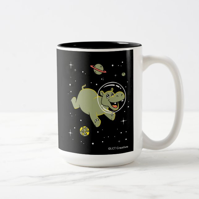 Hippo Animals In Space Two-Tone Coffee Mug (Right)