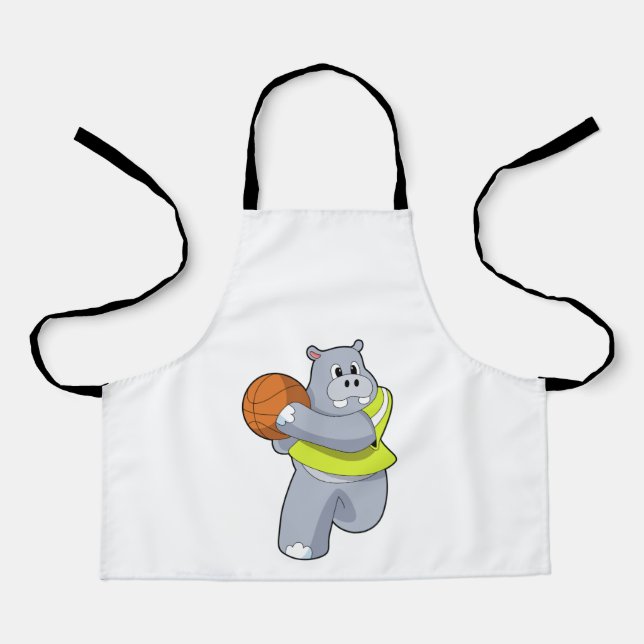 Hippo as Basketball player with Basketball.PNG Apron (Front)