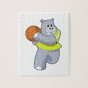 Hippo as Basketball player with Basketball.PNG Jigsaw Puzzle