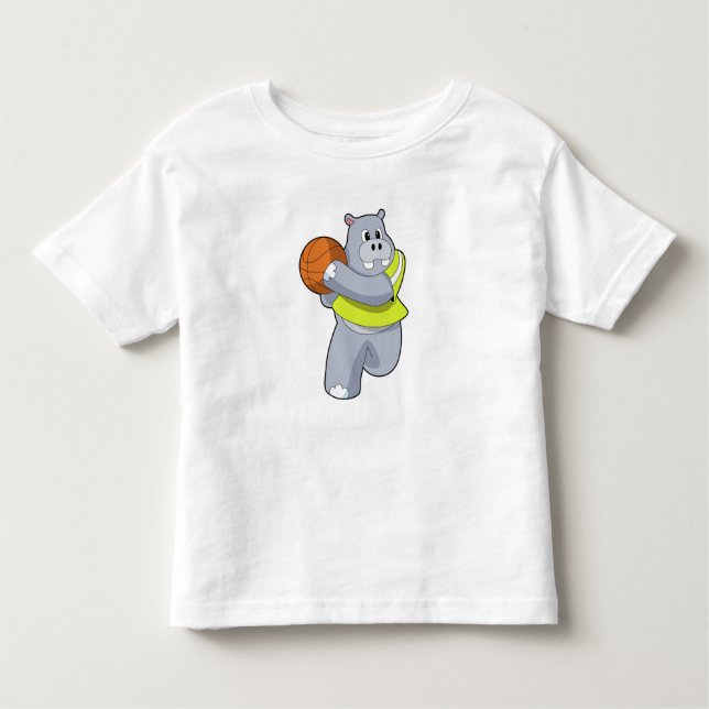 Hippo as Basketball player with Basketball.PNG Toddler T-Shirt (Front)
