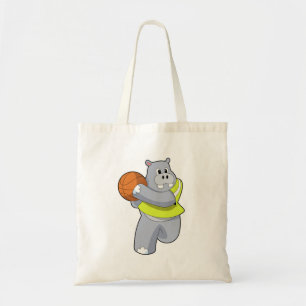 Hippo as Basketball player with Basketball.PNG Tote Bag