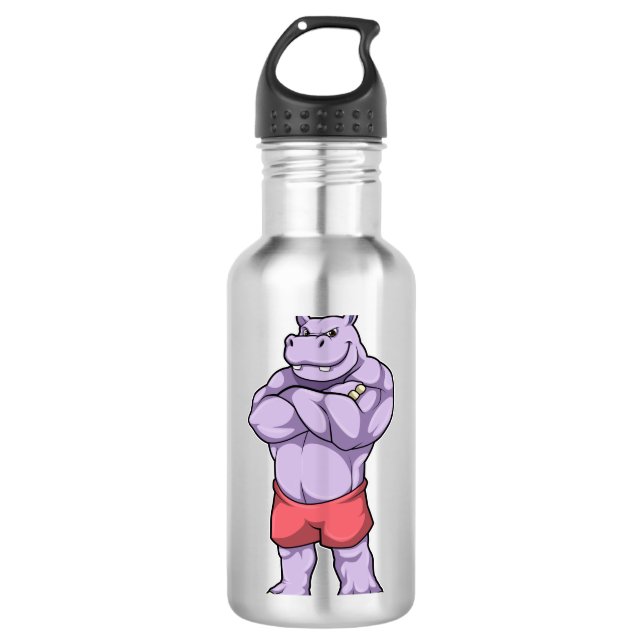 Hippo as Bodybuilder extreme 710 Ml Water Bottle (Front)