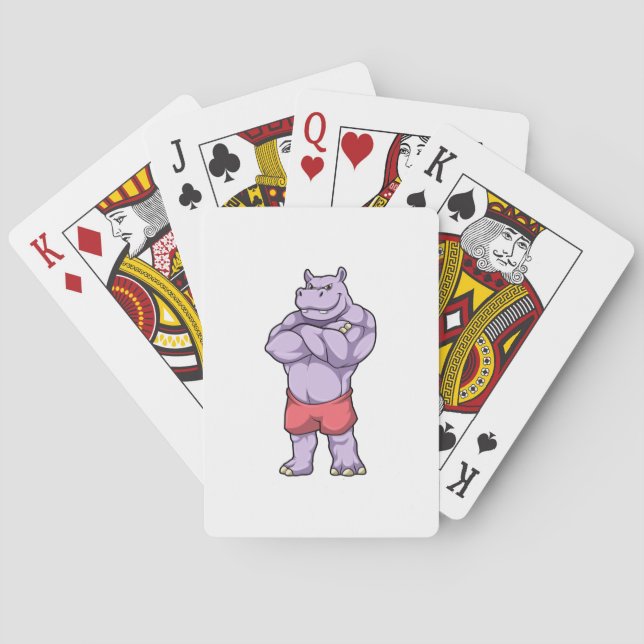 Hippo as Bodybuilder extreme Playing Cards (Back)