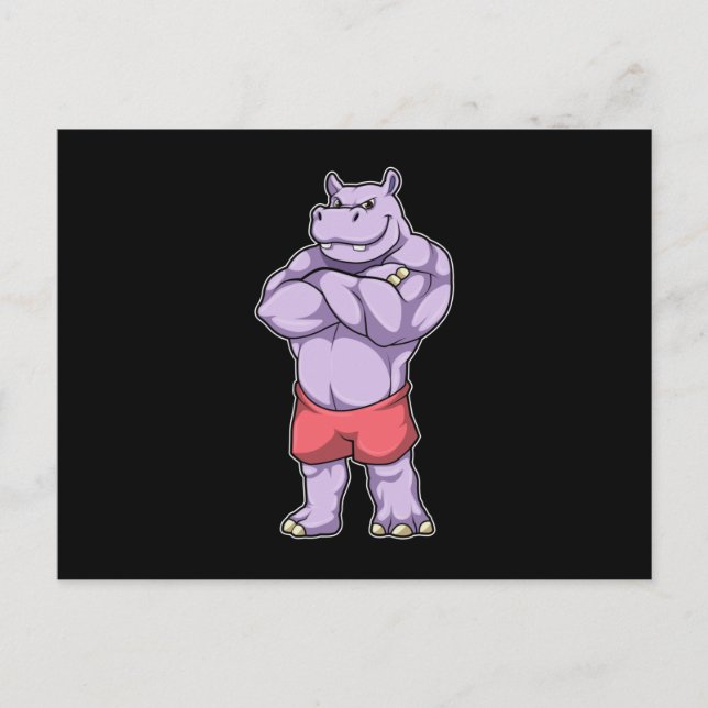 Hippo as Bodybuilder extreme Postcard (Front)