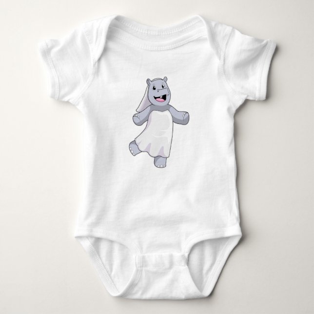 Hippo as Bride with Veil Baby Bodysuit (Front)