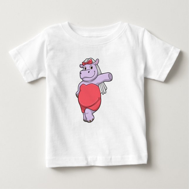 Hippo as Bride with Veil & Bow Baby T-Shirt (Front)