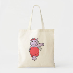 Hippo as Bride with Veil & Bow Tote Bag