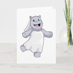 Hippo as Bride with Veil Card