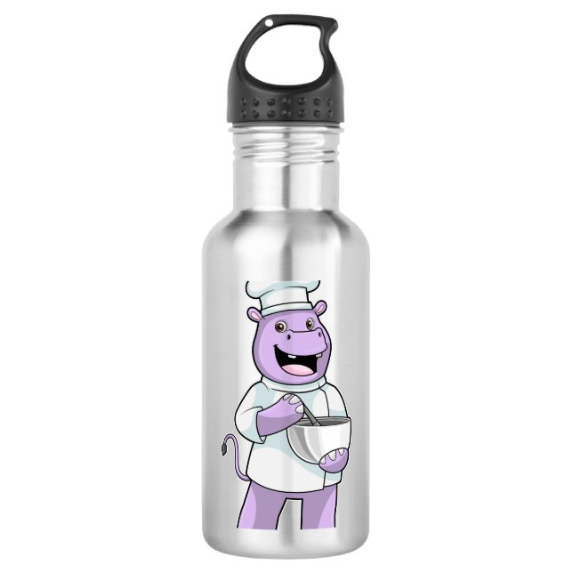 Hippo as Chef with Bowl 710 Ml Water Bottle (Front)